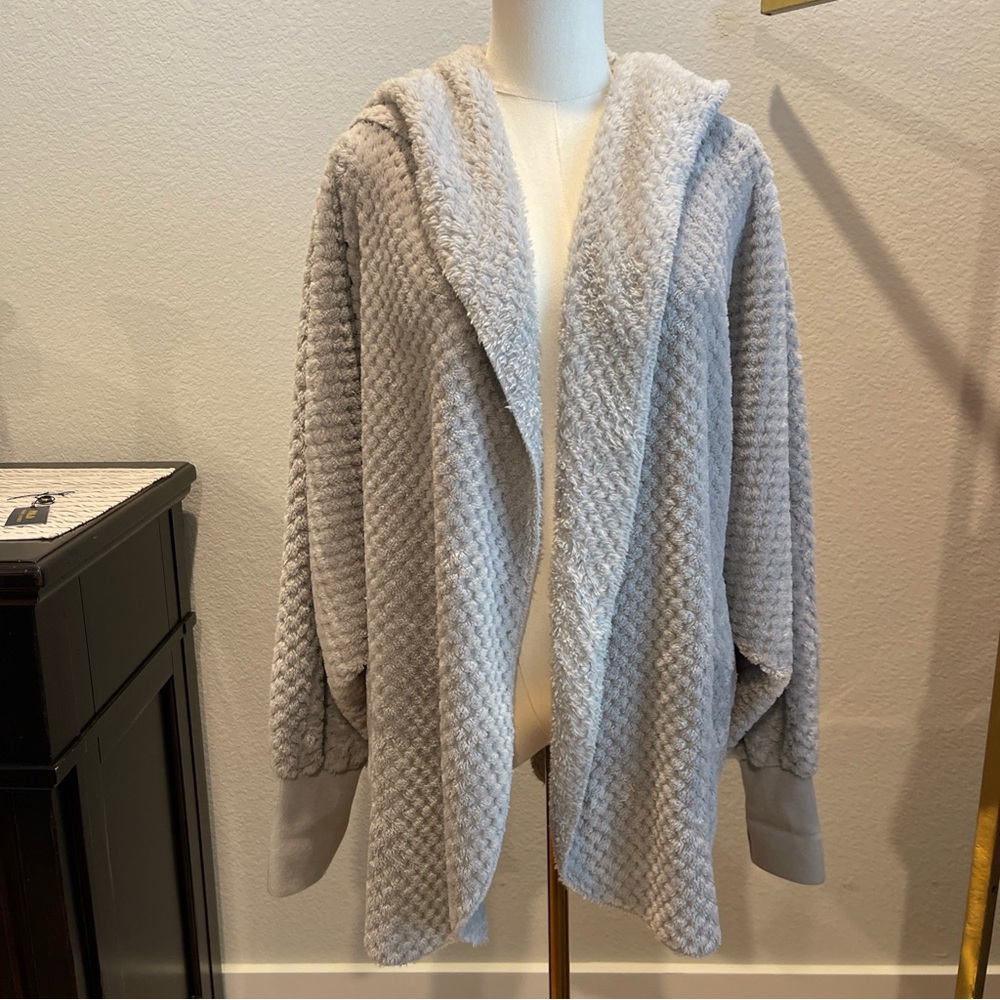 Cozy Plush Gray Hooded Cardigan/Shrug O/S by The Royal Standard
